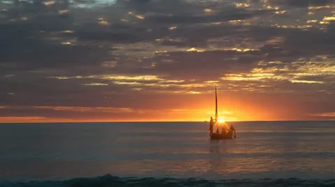 Sunset with boat Stock Footage 20460016