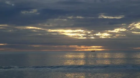 Sunset with boat Stock Footage 20460091