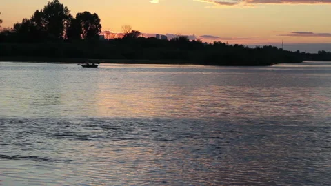 Sunset boat Stock Footage 119948747