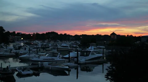 Sunset at Boat Harbor Stock Footage 28056774