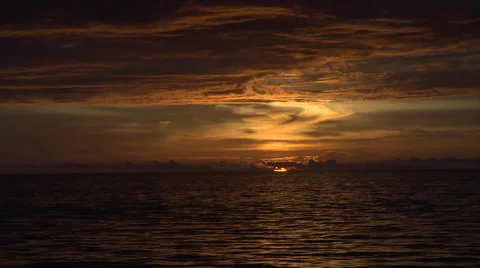 Sunset from the boat overlooking the ocean Stock Footage 44175983