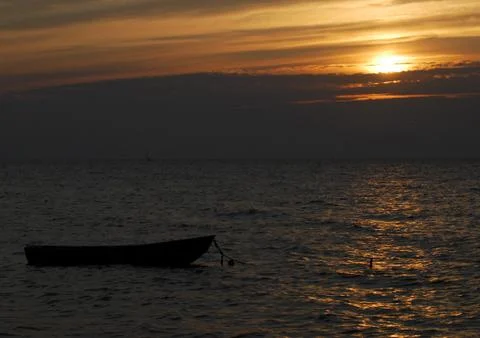 Sunset boat Stock Photos