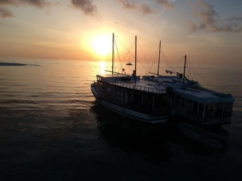 Sunset boat Stock Photos