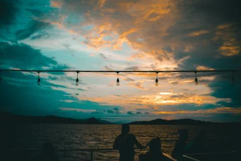 Sunset on a Boat Stock Photos
