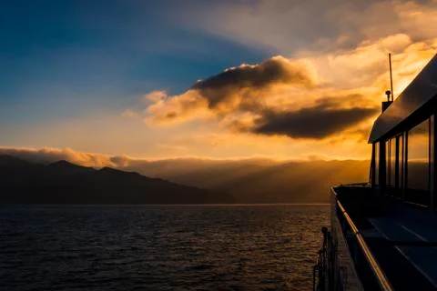 Sunset on the boat 写真素材