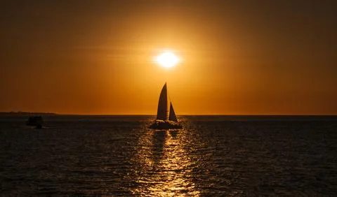 Sunset Boat Foto stock
