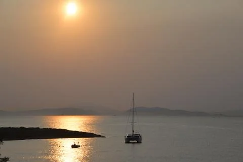 Sunset boat 写真素材