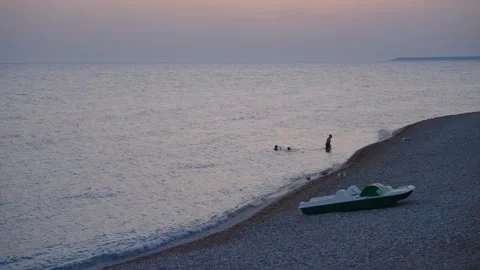 Sunset - boat on shore Stock Footage 329477157