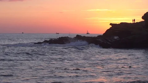 Sunset with boats in background Stock Footage 71107243