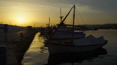 Sunset with boats Stock Footage 261311126
