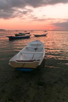 Sunset with boats Stock Photos