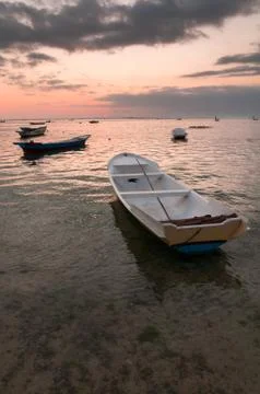 Sunset with boats Stock Photos