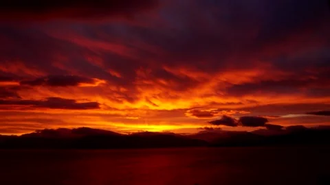Sunset Boils Behind The Hills. Video stock 172058551