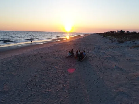 Sunset bonfire with lensflare Stock Footage 73596009