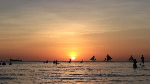 Sunset On Boracay Island Philippines Video stock 171125830