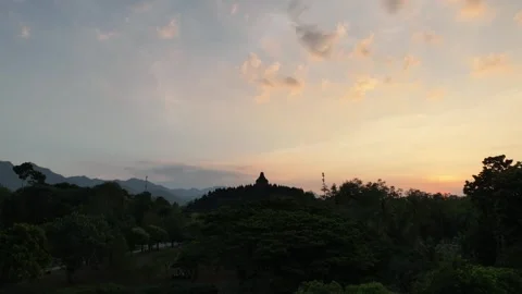 Sunset at Borobudur Temple Stock Footage 307777864