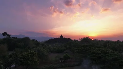 Sunset at Borobudur Temple Stock Footage 307778348
