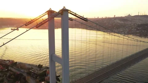 Sunset at Bosphorus Bridge, Istanbul during COVId curfew, jk01 Stock Footage 138459668