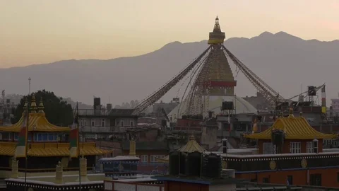 Sunset in Boudhanath, Kathmandu Nepal Stock Footage 82864561