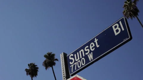 Sunset Boulevard signage close up. Stock Footage 55649155