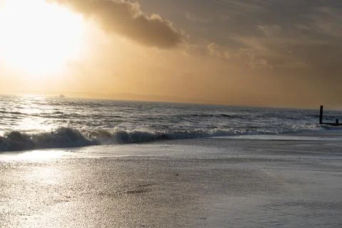 Sunset At Bournemouth Beach Stock Photos