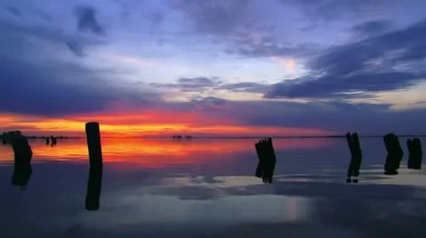 Sunset bove a  lake Stock Footage 24656307