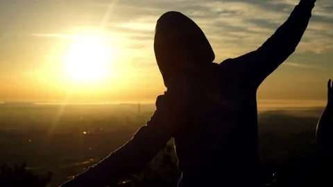 Sunset boy dancing Stock Footage 76949705