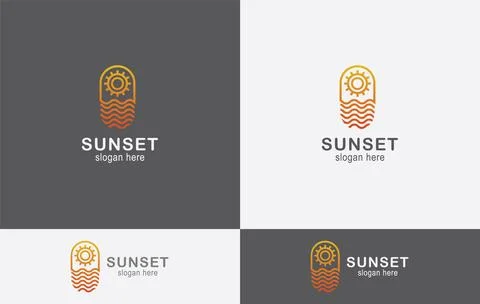 Sunset brand logo design Stock Illustration