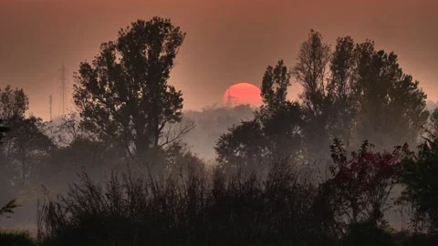 Sunset from Brembo park Stock Footage 142942633