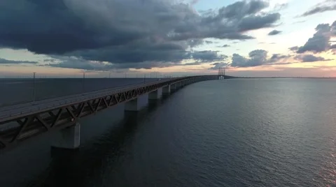 Sunset bridge cloudy Video stock 64872093