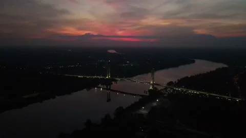 SUNSET BRIDGE DRONE VIEW Video stock 237583838