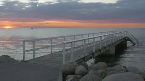 Sunset with a bridge Stock Footage 66423212