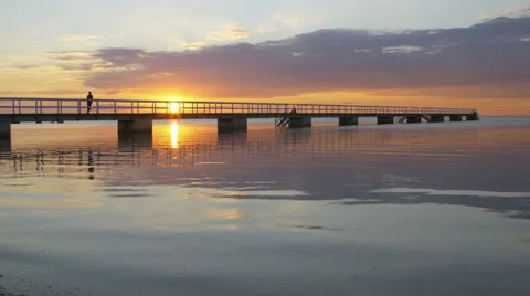 Sunset with a bridge Stock Footage 66423338