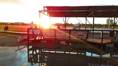 Sunset on a bridge Stock-Footage 136809288