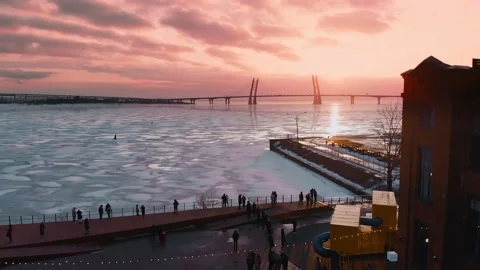 Sunset with bridge 库存影片 168168563