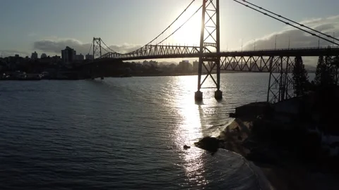 Sunset at the bridge Stock Footage 186092634
