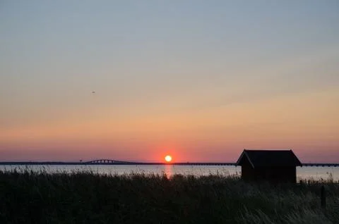 Sunset at the bridge Stock Photos