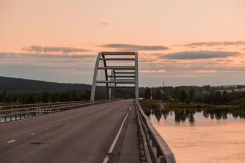 Sunset at a bridge Foto stock