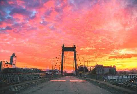 Sunset on the bridge Stock-Fotos