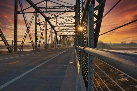 Sunset on the bridge 写真素材