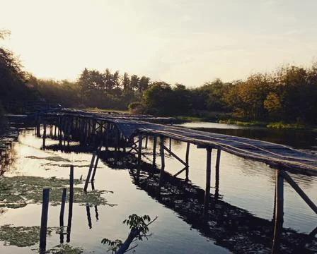 Sunset bridge Stock Photos