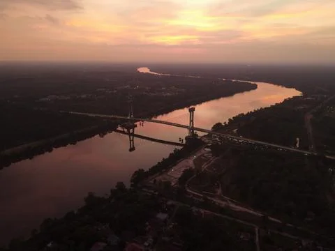 SUNSET ON BRIDGE Stock Photos