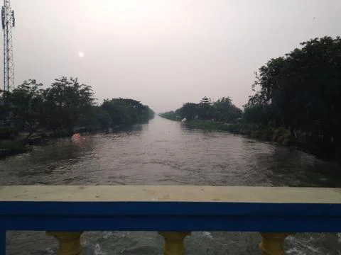 Sunset on the bridge Foto stock