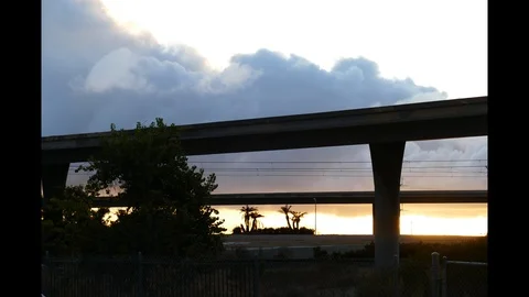 Sunset, Bridges and Clouds Stock Footage 123452805