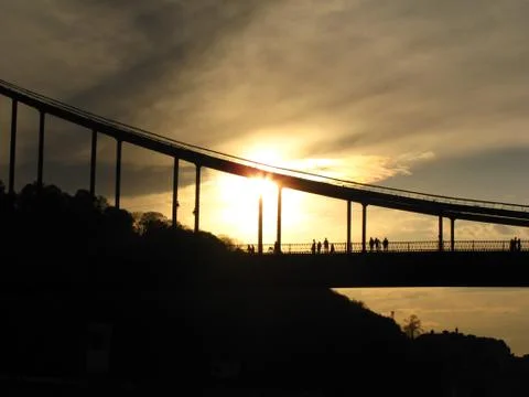 Sunset on a brige Stock Photos