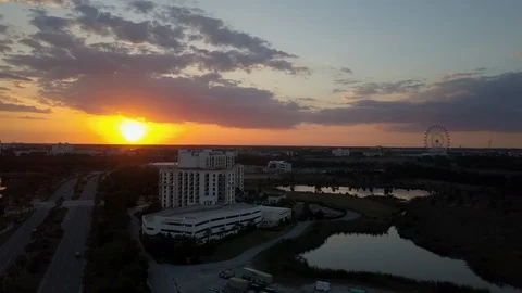 Sunset Bright Orlando Sky with Clouds Aerial Drone 4K in Orlando Florida 스톡 동영상 103117817