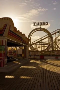 Sunset on the Brighton pier Stock Photos