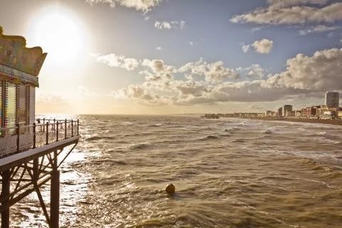 Sunset on the Brighton pier Foto stock