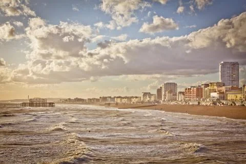 Sunset on the Brighton pier Stock Photos