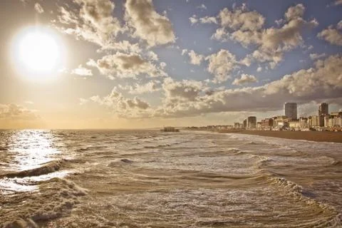 Sunset on the Brighton pier Stock Photos